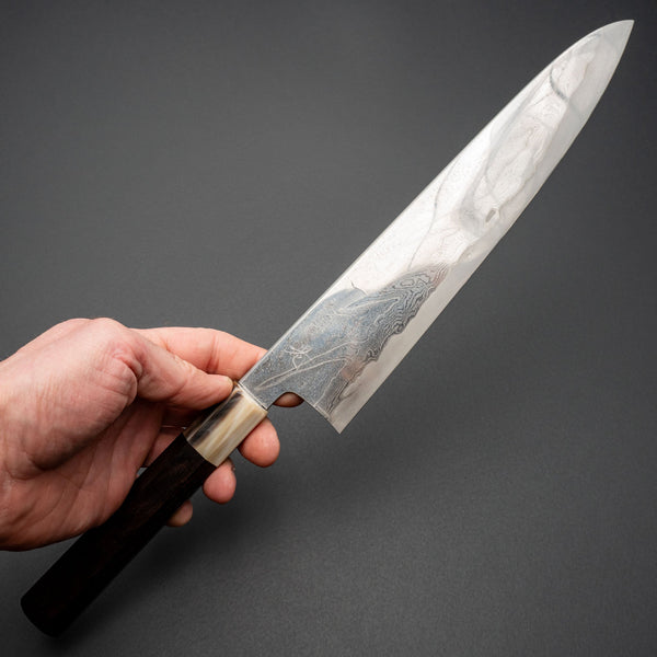 Hitohira Kikuchiyo Rou VG10 Hyokyo Damascus Gyuto 240mm Ebony Handle - Tetogi