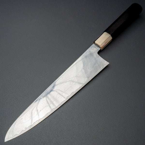 Hitohira Kikuchiyo Rou VG10 Hyokyo Damascus Gyuto 240mm Ebony Handle - Tetogi