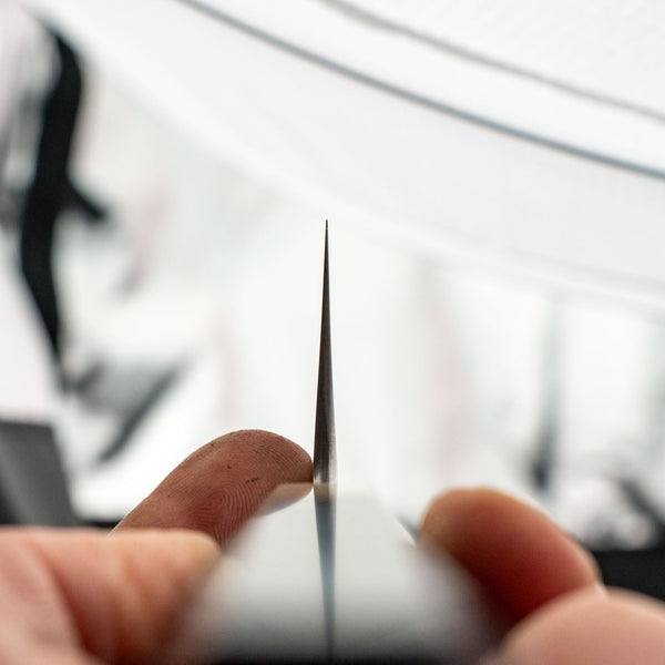 Hitohira Kikuchiyo Rou VG10 Hyokyo Damascus Santoku Ebony Handle - Tetogi