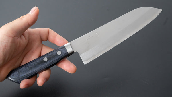 Hitohira NM Migaki Santoku 170mm Blue Pakka Handle - Tetogi