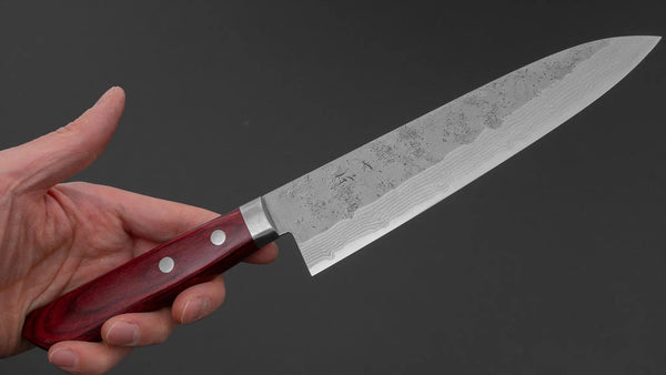 Hitohira NM V10 Nashiji Damascus Gyuto 180mm Wine Pakka Handle - Tetogi