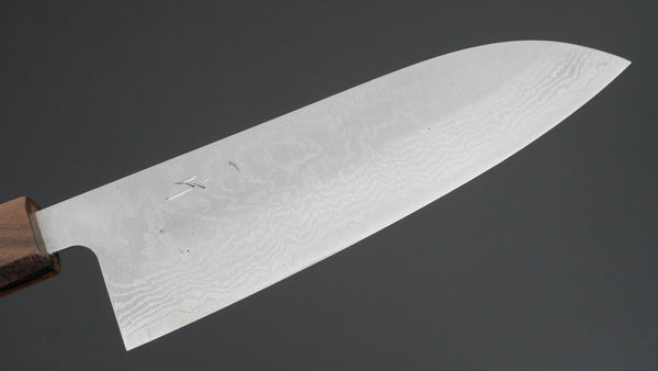 Hitohira Setsu Forged VG - 10 Damascus Santoku 165mm Walnut Handle (Ziricote Ferrule) - Tetogi