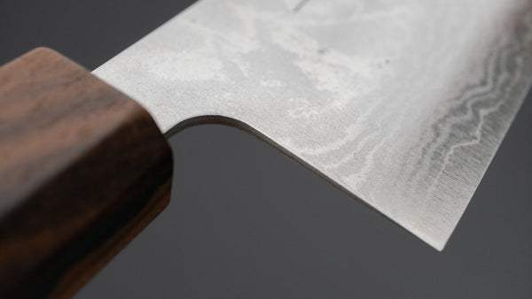 Hitohira Setsu Forged VG - 10 Damascus Santoku 165mm Walnut Handle (Ziricote Ferrule) - Tetogi