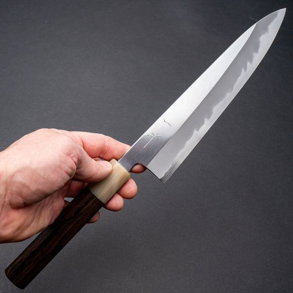 Hitohira Tanaka Kyuzo Blue 1 Migaki Gyuto 210mm Ziricote Handle - Tetogi