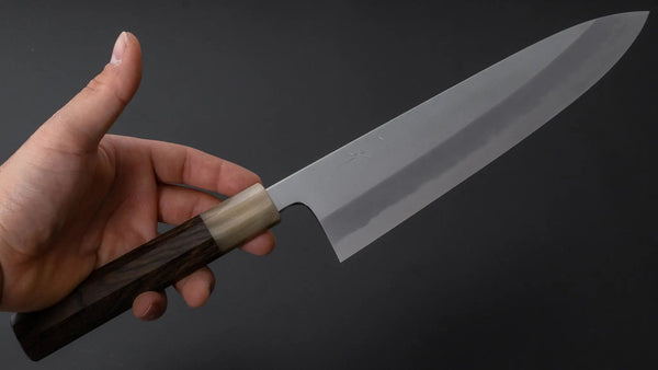 Hitohira Tanaka Kyuzo Blue 1 Migaki Gyuto 240mm Ziricote Handle (Extra Height) - Tetogi