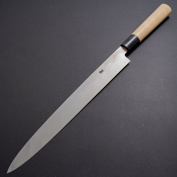 Hitohira Tanaka Manzo Blue #1 Yanagiba 300mm Ho Wood Handle (D - Shape/ Saya) - Tetogi