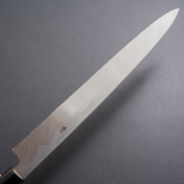 Hitohira Tanaka Manzo Blue #1 Yanagiba 300mm Ho Wood Handle (D - Shape/ Saya) - Tetogi