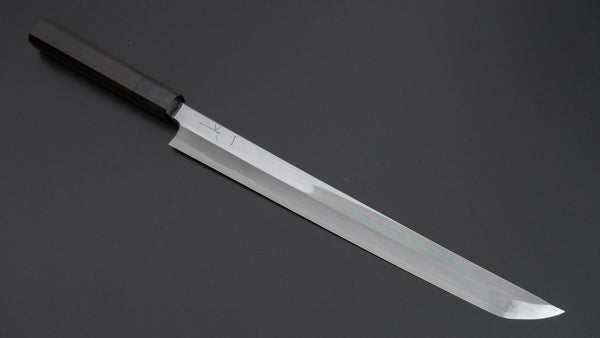 Hitohira Tanaka Mosuke Blue #1 Sakimaru Takobiki 300mm Ebony Handle (Mirror Polished/ Saya) - Tetogi