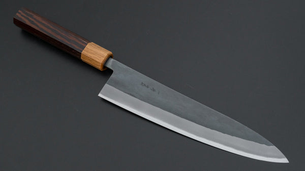 Hitohira TD Blue #2 Stainless Clad Kurouchi Gyuto 210mm Wenge Handle - Tetogi