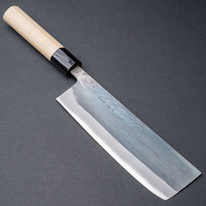 Hitohira TD Blue 2 Stainless Clad Kurouchi Nakiri 165mm Ho Wood Handle (D - Shape) - Tetogi