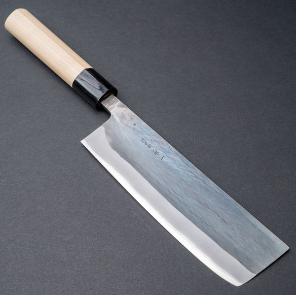 Hitohira TD Blue 2 Stainless Clad Kurouchi Nakiri 165mm Ho Wood Handle (D - Shape) - Tetogi