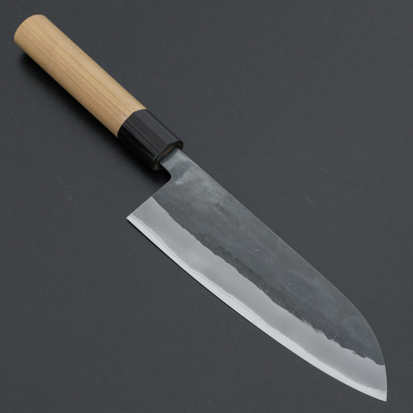 Hitohira TD Blue #2 Stainless Clad Kurouchi Santoku 165mm Ho Wood Handle (D - Shape) - Tetogi