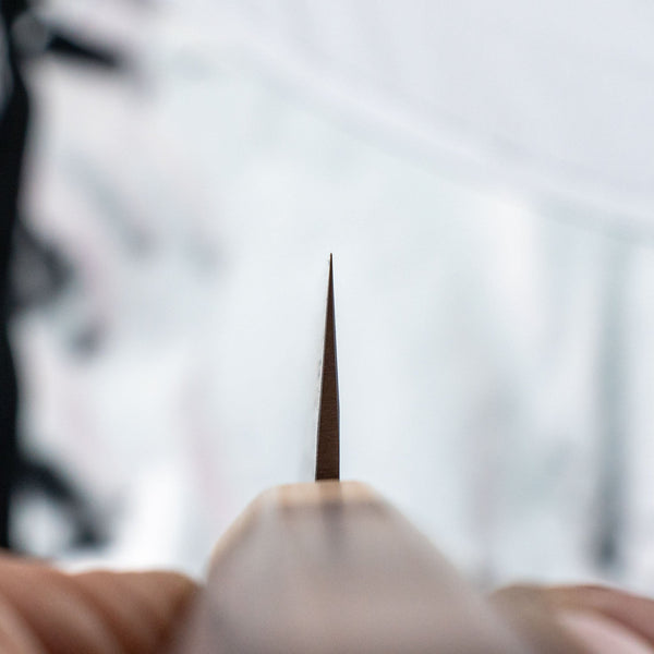 Hitohira TD Blue 2 Stainless Clad Kurouchi Sujihiki 240mm Walnut Handle - Tetogi