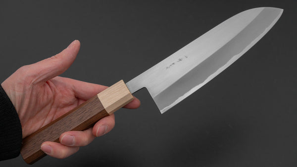 Hitohira TD Blue #2 Stainless Clad Migaki Santoku 165mm Walnut Handle - Tetogi