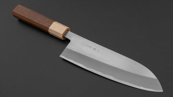 Hitohira TD Blue #2 Stainless Clad Migaki Santoku 165mm Walnut Handle - Tetogi