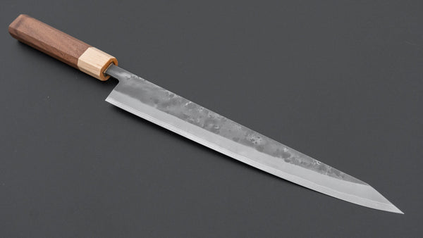 Hitohira TD Blue 2 Stainless Clad Nashiji Sujihiki 270mm Walnut Handle - Tetogi
