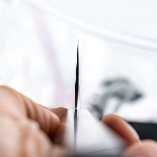 Hitohira Togashi Blue 1 Stainless Clad Migaki Gyuto 210mm Taihei Makassar Ebony Handle - Tetogi