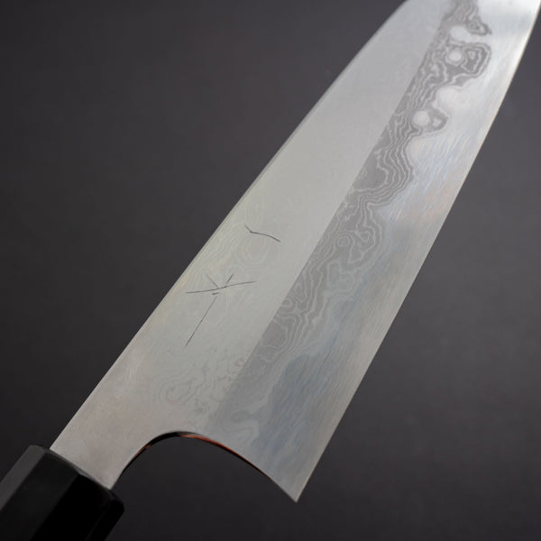 Hitohira Togashi White #1 Damascus Gyuto 210mm Burnt Yakusugi Handle - Tetogi