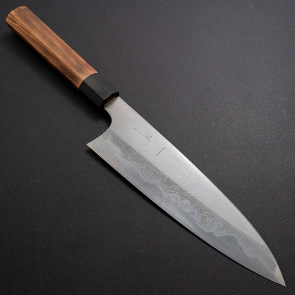 Hitohira Togashi White #1 Damascus Gyuto 210mm Burnt Yakusugi Handle - Tetogi