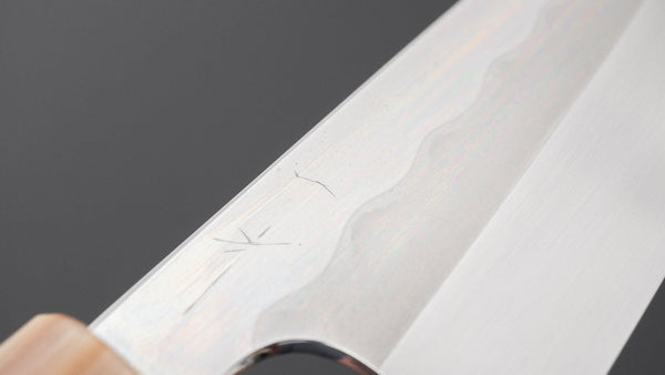 Hitohira Togashi White #1 Notaremon Mizu Honyaki Santoku 180mm Taihei Makassar Ebony Handle (#186/ Saya) - Tetogi