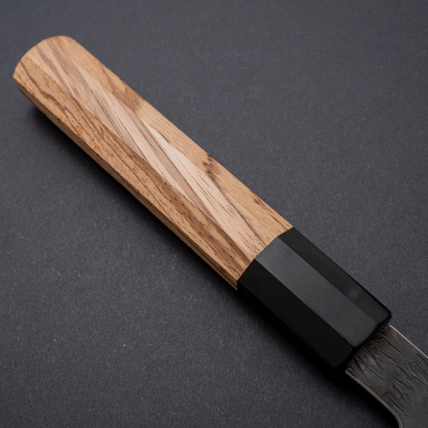 Isamitsu White #1 Stainless Clad Kurouchi Gyuto 210mm Taihei Zebrawood Handle - Tetogi