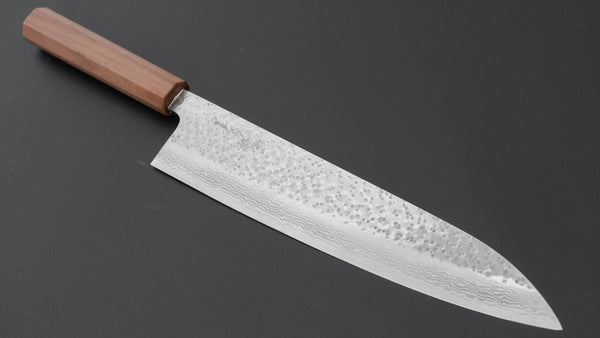 Makoto Kurosaki STK VG-7 Tsuchime Damascus Gyuto 240mm Walnut Handle - Tetogi