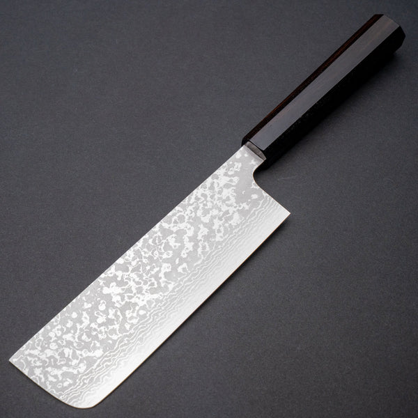 Makoto Kurosaki VG7 Damascus Nakiri 170mm Ebony Handle - Tetogi