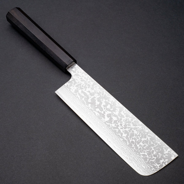 Makoto Kurosaki VG7 Damascus Nakiri 170mm Ebony Handle - Tetogi