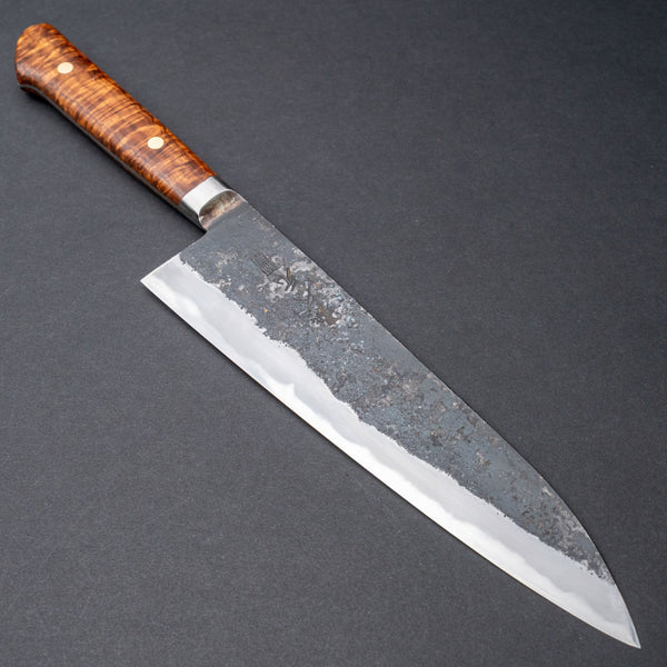 Morihei Hisamoto Kurouchi White 1 Gyuto 210mm Ringed Gidgee Handle (Fine Finish) - Tetogi