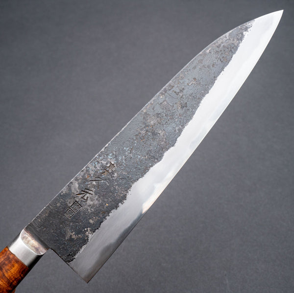 Morihei Hisamoto Kurouchi White 1 Gyuto 210mm Ringed Gidgee Handle (Fine Finish) - Tetogi
