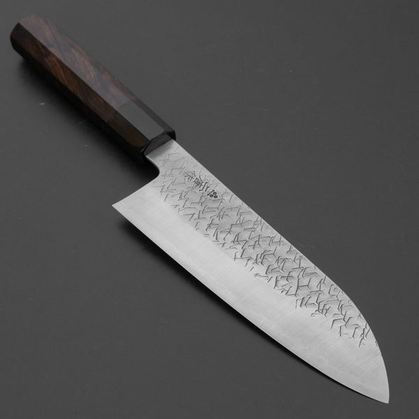 Nigara Blue Super Santoku 180mm Ebony Handle - Tetogi