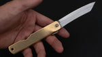Load image into Gallery viewer, Higonokami Blue Steel Folding Knife Large Brass Handle - Tetogi

