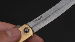 Higonokami Blue Steel Folding Knife Large Brass Handle - Tetogi