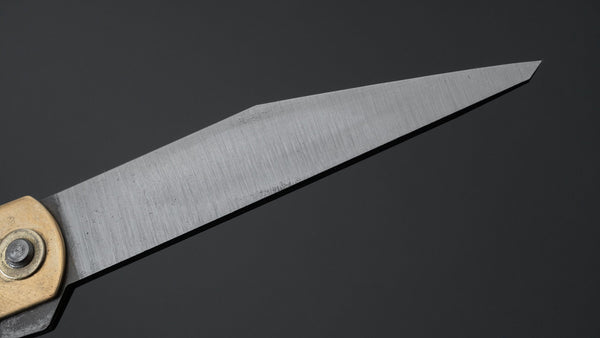 Higonokami Blue Steel Kiridashi Folding Knife Large Brass Handle - Tetogi