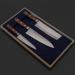 Load image into Gallery viewer, Hitohira Imojiya HG Tsuchime Knife Set (Petty 135mm, Nakiri &amp; Gyuto 180mm) - Tetogi
