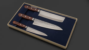 Hitohira Imojiya HG Tsuchime Knife Set (Petty 135mm, Nakiri & Gyuto 180mm) - Tetogi