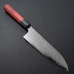 Load image into Gallery viewer, Hitohira Imojiya TH Damascus Santoku 180mm Pakka Handle (Red) - Tetogi
