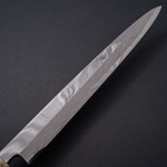 Load image into Gallery viewer, Hitohira Kikuchiyo Mosuke Enmon White #1 Yanagiba 300mm Ziricote Handle (Mirror Polished/ Saya) - Tetogi
