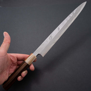 Hitohira Kikuchiyo Mosuke Enmon White #1 Yanagiba 300mm Ziricote Handle (Mirror Polished/ Saya) - Tetogi