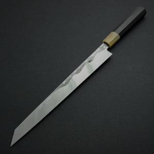 Hitohira Tanaka Manzo Blue #1 Damascus Kiritsuke Yanagiba 270mm Ebony Handle (Saya) - Tetogi