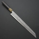 Load image into Gallery viewer, Hitohira Tanaka Manzo Blue #1 Damascus Kiritsuke Yanagiba 270mm Ebony Handle (Saya) - Tetogi
