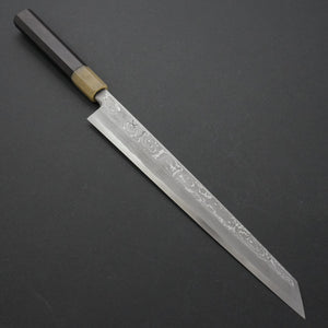 Hitohira Tanaka Manzo Blue #1 Damascus Kiritsuke Yanagiba 270mm Ebony Handle (Saya) - Tetogi