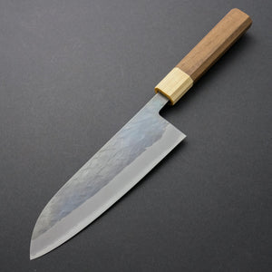 Hitohira TD Blue #2 Stainless Clad Kurouchi Santoku 165mm Walnut Handle - Tetogi