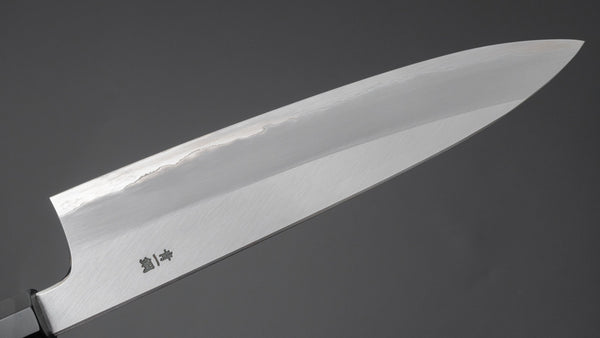 Hitohira Togashi Blue #1 Stainless Clad Migaki Gyuto 240mm Kurokaki Persimmon Handle - Tetogi