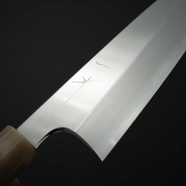 Hitohira Togashi White #1 Stainless Clad Gyuto 210mm Ziricote Handle (Blond Horn) - Tetogi