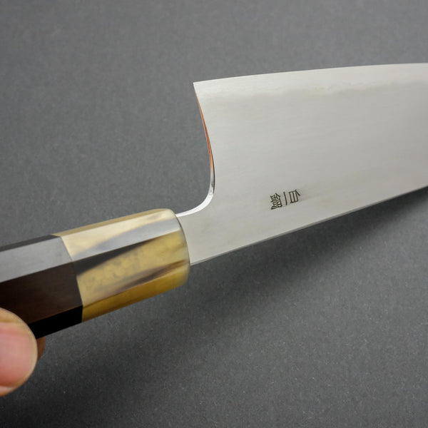 Hitohira Togashi White #1 Stainless Clad Kasumi Bunka 180mm Ebony Handle - Tetogi