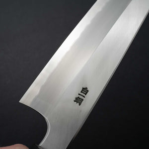 Hitohira Togashi White #1 Stainless Clad Migaki Gyuto 210mm Ziricote Handle (Black Horn) - Tetogi