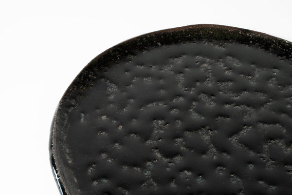Komon Okuda Plate Kuro Haiyu (black ash glaze) - Tetogi