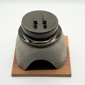 Komon Osugi Kamadohan1 gou (180 milliliters) pot: Black, stand: gray - Tetogi