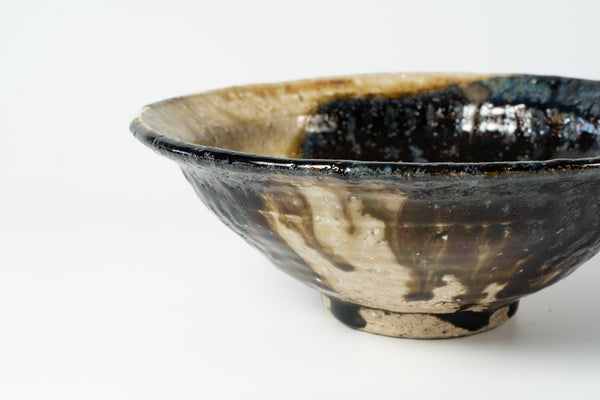 Komon Seji Okuda Asabachi Bowl Large Tessaiyu (iron glaze) - Tetogi